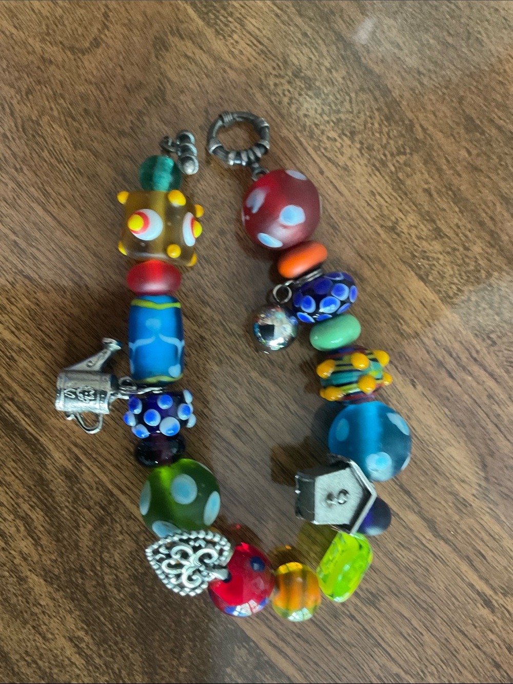 Beaded multicolored charm bracelet